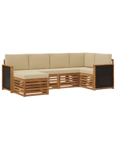 Set divano sezionale con cuscino 5 pcs Naturale