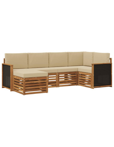 Set divano sezionale con cuscino 5 pcs Naturale