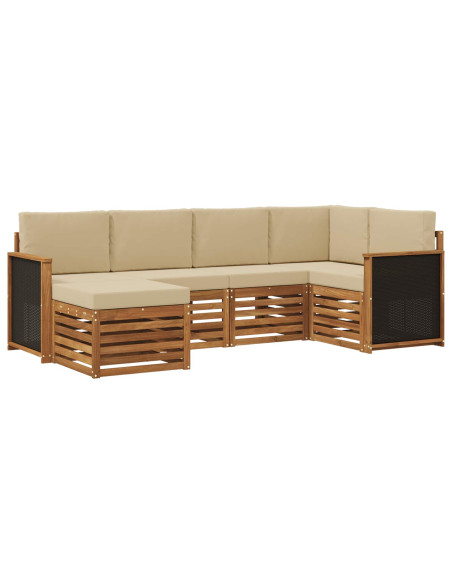 Set divano sezionale con cuscino 5 pcs Naturale