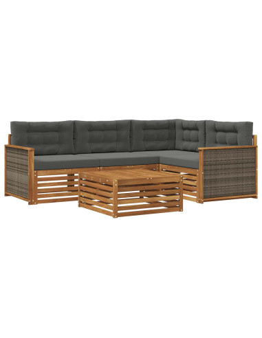 Set di divani da esterno con cuscino 5 pcs Naturale e Antracite