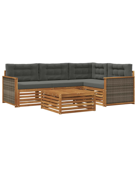 Set di divani da esterno con cuscino 5 pcs Naturale e Antracite