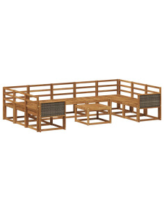 Set di divani da esterno 10 pcs Naturale