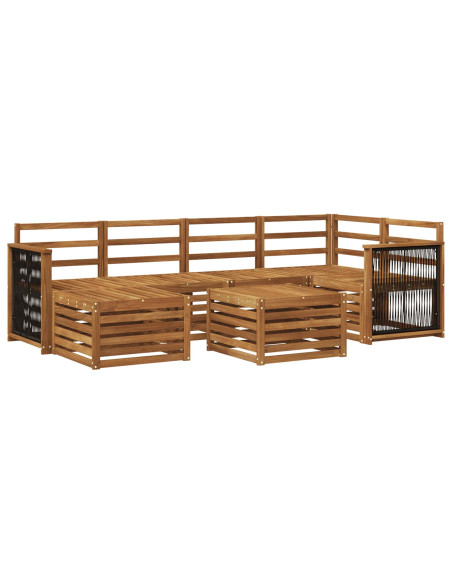 Set divano sezionale 6 pcs Naturale Legno di Acacia Massello