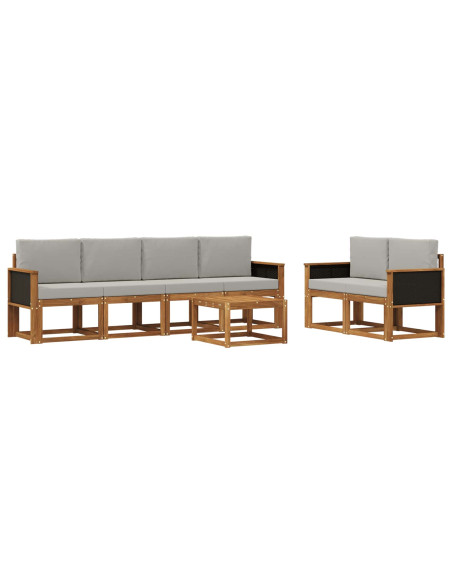 Set di divani da esterno 6 pcs Naturale e Grigio Chiaro