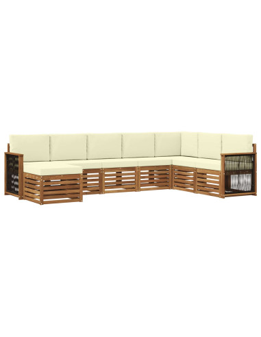 Set di divani da esterno con cuscino 6 pcs Naturale e Crema