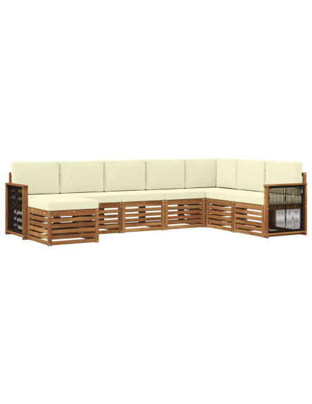 Set di divani da esterno con cuscino 6 pcs Naturale e Crema