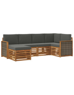 Set divano sezionale con cuscino 5 pcs Naturale e Antracite