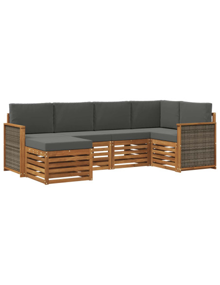 Set divano sezionale con cuscino 5 pcs Naturale e Antracite