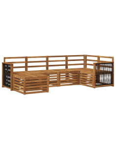 Set divano sezionale 5 pcs Naturale Legno di Acacia Massello