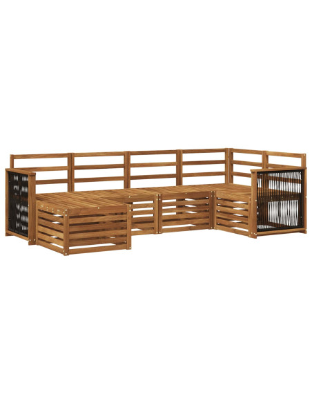 Set divano sezionale 5 pcs Naturale Legno di Acacia Massello