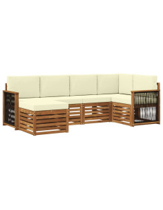 Set divano sezionale con cuscino 5 pcs Naturale e Crema
