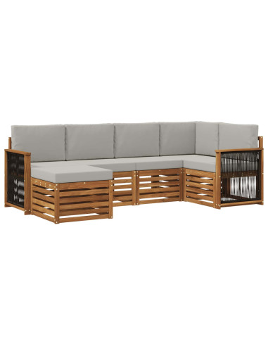 Set divano sezionale con cuscino 5 pcs Naturale e Grigio Chiaro