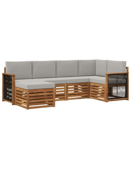 Set divano sezionale con cuscino 5 pcs Naturale e Grigio Chiaro