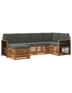 Set divano sezionale con cuscino 5 pcs Naturale e Antracite