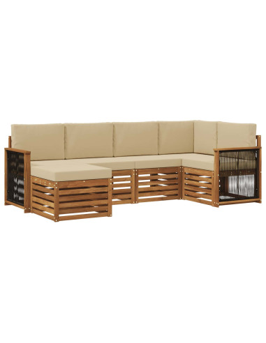 Set divano sezionale con cuscino 5 pcs Naturale