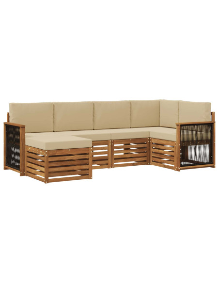 Set divano sezionale con cuscino 5 pcs Naturale