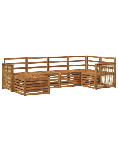 Set divano sezionale 5 pcs Naturale Legno di Acacia Massello