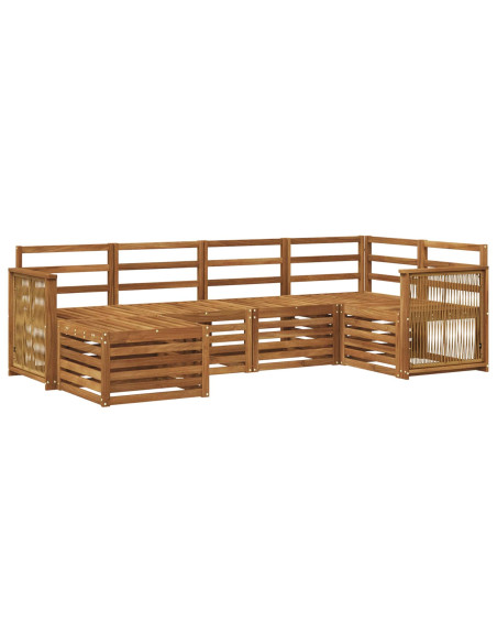 Set divano sezionale 5 pcs Naturale Legno di Acacia Massello