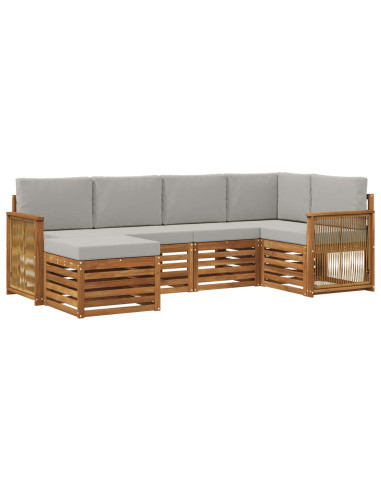 Set divano sezionale con cuscino 5 pcs Naturale e Grigio Chiaro