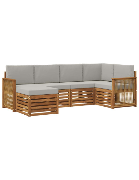 Set divano sezionale con cuscino 5 pcs Naturale e Grigio Chiaro