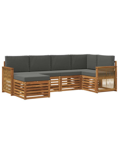 Set divano sezionale con cuscino 5 pcs Naturale e Antracite