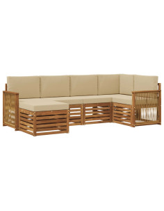 Set divano sezionale con cuscino 5 pcs Naturale