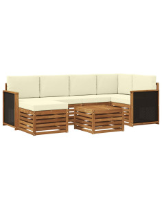 Set divano sezionale con cuscino 6 pcs Naturale e Crema