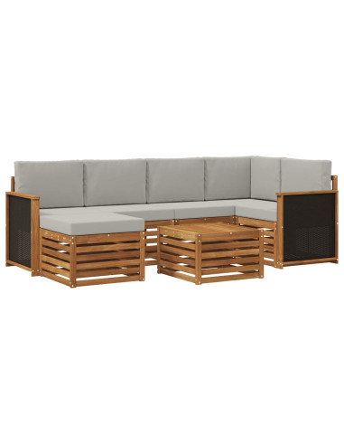 Set divano sezionale con cuscino 6 pcs Naturale e Grigio Chiaro