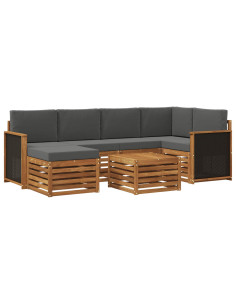 Set divano sezionale con cuscino 6 pcs Naturale e Antracite