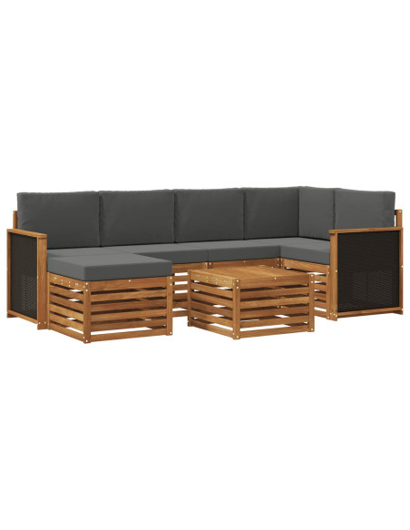 Set divano sezionale con cuscino 6 pcs Naturale e Antracite