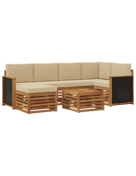 Set divano sezionale con cuscino 6 pcs Naturale