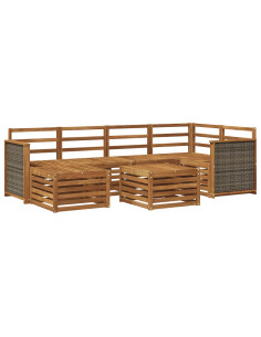 Set divano sezionale 6 pcs Naturale Legno di Acacia Massello