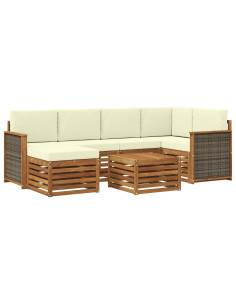 Set divano sezionale con cuscino 6 pcs Naturale e Crema