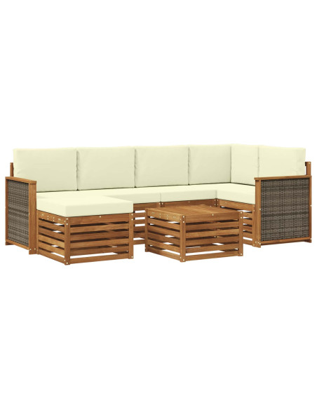 Set divano sezionale con cuscino 6 pcs Naturale e Crema