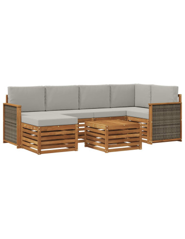 Set divano sezionale con cuscino 6 pcs Naturale e Grigio Chiaro