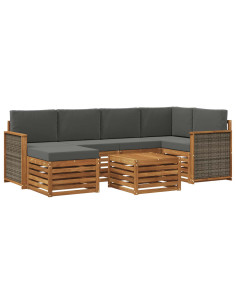 Set divano sezionale con cuscino 6 pcs Naturale e Antracite