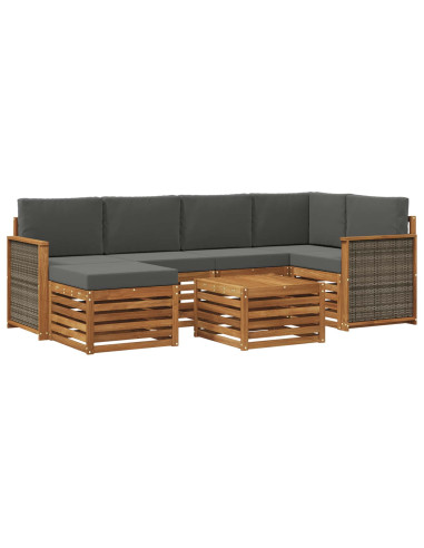 Set divano sezionale con cuscino 6 pcs Naturale e Antracite