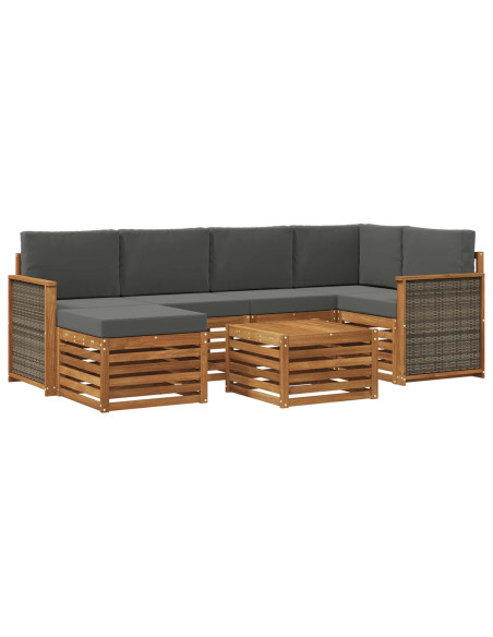 Set divano sezionale con cuscino 6 pcs Naturale e Antracite