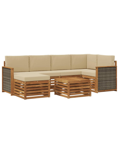 Set divano sezionale con cuscino 6 pcs Naturale