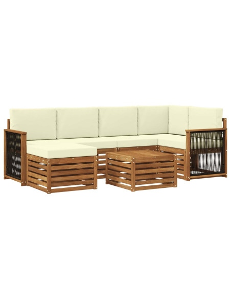 Set divano sezionale con cuscino 6 pcs Naturale e Crema