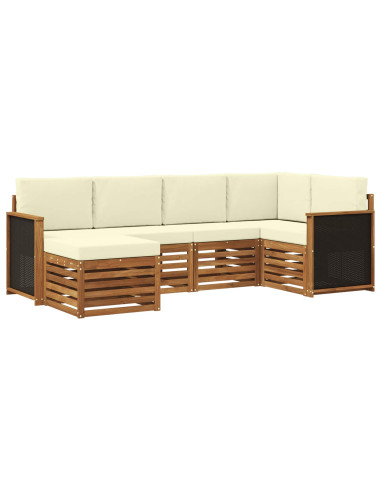 Set divano sezionale con cuscino 5 pcs Naturale e Crema