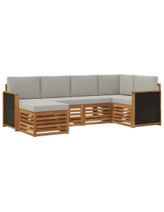 Set divano sezionale con cuscino 5 pcs Naturale e Grigio Chiaro