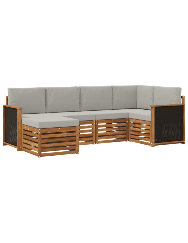 Set divano sezionale con cuscino 5 pcs Naturale e Grigio Chiaro