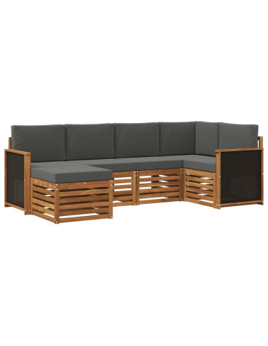 Set divano sezionale con cuscino 5 pcs Naturale e Antracite