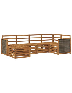 Set divano sezionale 5 pcs Naturale Legno di Acacia Massello