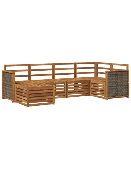 Set divano sezionale 5 pcs Naturale Legno di Acacia Massello