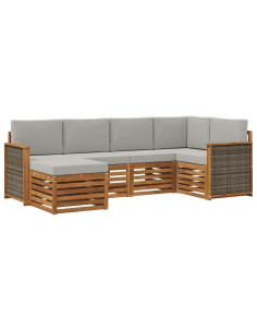 Set divano sezionale con cuscino 5 pcs Naturale e Grigio Chiaro