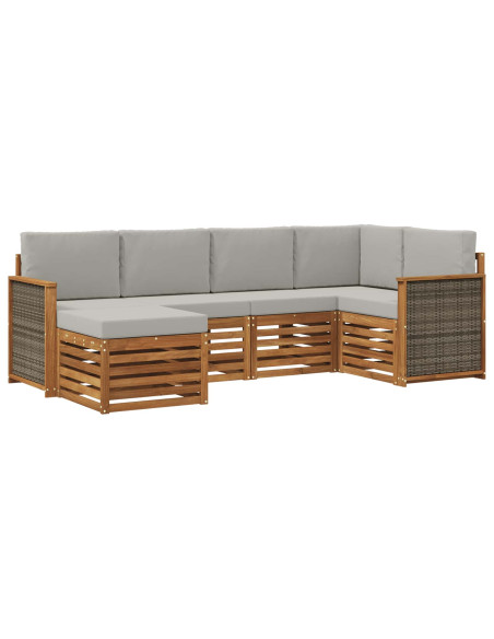 Set divano sezionale con cuscino 5 pcs Naturale e Grigio Chiaro