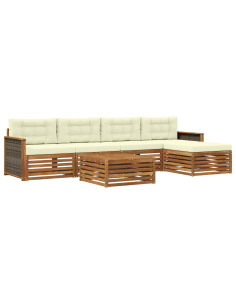 Set di divani da esterno con cuscino 6 pcs Naturale e Crema