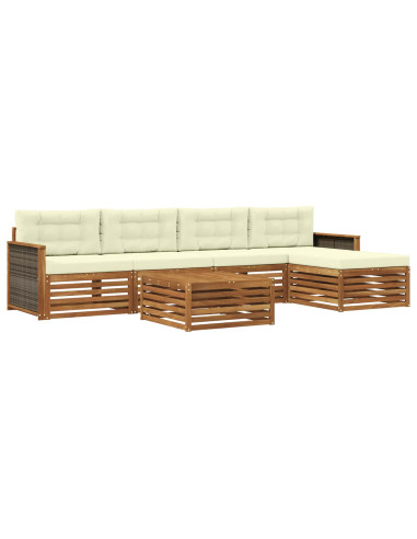 Set di divani da esterno con cuscino 6 pcs Naturale e Crema